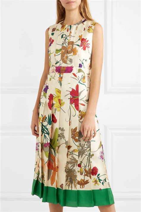 gucci silk dress long|Floral print silk evening dress .